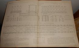 Plan D'un Pont En Bois à Treillage Américain De Wittemberge Sur L'Elbe, Prusse. 1855. - Travaux Publics