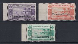 NOUVELLES HEBRIDES N° 124 À 126 NEUF ** MNH Avec SURCHARGE " FRANCE LIBRE " - Nuovi