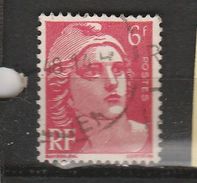 FRANCE N° 721A 6F ROSE CARMINE TYPE MARIANNE DE GANDON MECHES CROISEES OBL - Used Stamps