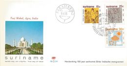 Suriname 1973 Paramaribo Taj Mahal Hinduism Immigration FDC Cover - Hindoeïsme