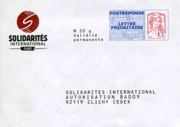 POSTREPONSE LETTRE PRIORITAIRE "SOLIDARITES International" - Au Verso N° 15P172 - Prêts-à-poster: Réponse /Ciappa-Kavena