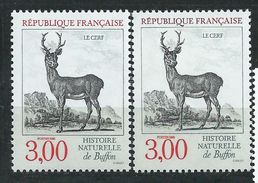 [17] Variété : N° 2540 Buffon Cerf Gris Au Lieu De Noir + Normal ** - Unused Stamps