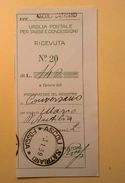 VAGLIA POSTALE RICEVUTA ASCOLI SATRIANO FOGGIA 1939 - Impuestos Por Ordenes De Pago