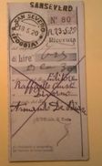 VAGLIA POSTALE RICEVUTA SAN SEVERO FOGGIA 1920 - Tax On Money Orders