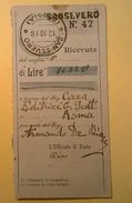 VAGLIA POSTALE RICEVUTA SAN SEVERO FOGGIA 1918 - Tax On Money Orders