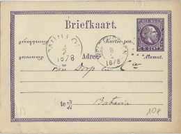 1878 - INDES NEERLANDAISES - CARTE ENTIER POSTAL De WELTEVREDEN => BATAVIA - Nederlands-Indië
