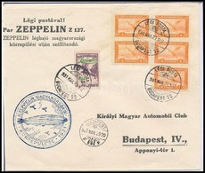 1931 Zeppelin Körrepülés Levelezőlap Zeppelin 2P + Repülő 5 X 4f Bérmentesítéssel, Budapesti Ledobással (18.000) - Altri & Non Classificati