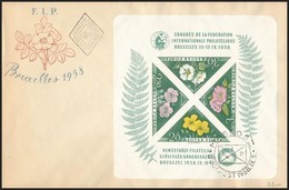 1958 FIP (I.) - Virág (I.) Vágott Blokk FDC-n (15.000) - Autres & Non Classés
