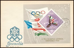 1967 Téli Olimpia (III.) - Grenoble Vágott Blokk 1968-as Levélen - Altri & Non Classificati