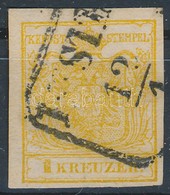 O 1850 1kr HP III Kadmium Sárga ,,PESTH' Certificate: Babor - Other & Unclassified