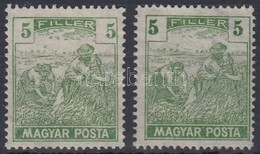 (*) 1919 Magyar Posta 2x5f Jobbra Ill. Balra Tolódott értékszámok - Altri & Non Classificati