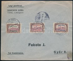 1921 Légi Levél Győrbe Légiposta Bélyegekkel - Other & Unclassified