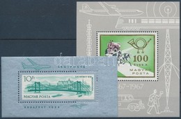 ** 1964 Erzsébet Híd Blokk Zárt Fogazással + 1967 100 éves A Magyar Posta Talpas Blokk (6.200) - Other & Unclassified