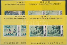 ** 1971 Festmények A Yi- Dinasztia Idejéből ívszéli ötös Csík +1 érték Mi 793-798 + Blokksor 329-334 - Altri & Non Classificati