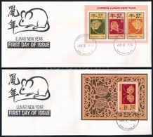 1996 Kínai újév: A Patkány éve Kisív Mi 3130-3132 + Blokk Mi 7 2 Db FDC-n - Autres & Non Classés