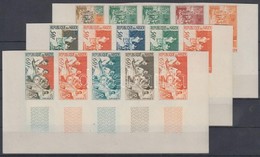 ** 1964 Egészségügyi Világszervezet (OMNES) Mi 73-75 15 Klf Fogazatlan Színpróba 3 Db ívsarki ötöscsíkban / 3 Stripes Of - Autres & Non Classés