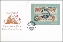 1997 Kínai újév Kisív FDC-n Mi 1785-1788 + Blokk FDC-n Mi 268 - Otros & Sin Clasificación