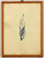 Barcsay Jenő (1900-1988):Nő Tógában. Szitanyomat, Papír, Jelzett, üvegezett Keretben, 27×14 Cm - Other & Unclassified