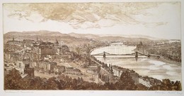 Csurgói Máté Lajos (1931-2001): Budapest, Panoráma, Rézkarc, Papír, Jelzett, Sorszámozott 4/VIII. 51x26 Cm - Otros & Sin Clasificación