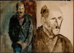 Elekfy Jelzéssel: 2 Db Férfi Portré, Akvarell, Papír, 29,5×21 Cm - Other & Unclassified
