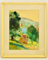 Endrédy György (1910-1988): Bánfalvi Park. Akvarell, Papír, Jelzett, üvegezett Keretben, 48×34 Cm - Altri & Non Classificati