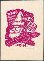 Bánsági András (1934-1993): Kisgrafika Barátok Köre Mikulás Est. Linó, Papír, Jelzett, Saját Kezűleg írt Meghívó Lap 11× - Autres & Non Classés