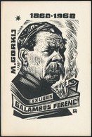 Fery Antal (1908-1994): Gorkij Ex Libris. Linó, Papír, Jelzett, 13,5x9 Cm - Altri & Non Classificati