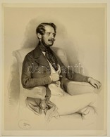 Cca 1842 Josef Kriehuber (1800-1876): Azonosítatlan Férfi Portréja, Litográfia, Papír, Johann Rauh Wien, Paszpartuban, 3 - Estampes & Gravures