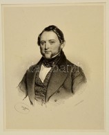 Cca 1842 Josef Kriehuber (1800-1876): Azonosítatlan Férfi Portréja, Litográfia, Papír, Johann Höfelich Wien, Paszpartuba - Estampas & Grabados