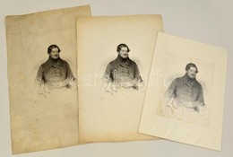 Cca 1839 Josef Kriehuber (1800-1876): Azonosítatlan Férfi Portréja, 3 Db Litográfia, Papír, Johann Höfelich Wien, Paszpa - Estampas & Grabados