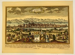 Cca 1740 Johann Georg Ringlin (1691-1761): Lindau Látképe, Utólag Színezett Rézmetszet, Papír, Martin Engelbrecht (Augsb - Estampes & Gravures