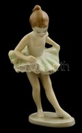 Hollóházi Porcelán Balerina, Kézzel Festett, Jelzett, Hibátlan, M: 13,5 Cm - Autres & Non Classés