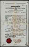 1863 Nagykikinda, Házassági Anyakönyvi Kivonat, Latin Nyelven, Viaszpecséttel - Sin Clasificación