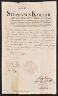 Kollár István (1764-1844) Püspök, Királyi Tanácsos Aláírt  Latin Nyelvű Levele, Fejléces Papíron, Papírfelzetes Viaszpec - Non Classés