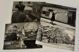 Cca 1960 Dezső Pál (?-?) Kecskeméti Fotóművész Hagyatékából 4 Db Jelzett Vintage Fotó, Kiállítási Emlékjegyekkel, 30x40  - Autres & Non Classés