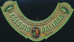 Cca 1920 Hobé Damase és Társa Zölddió Pálinka Italcímke, Globus, Litho, 4x16,5 Cm - Reclame