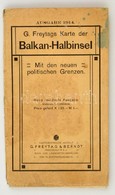 1914 G. Freytags Katre Der Balkan-Halbinsel / A Balkán-félsziget Politikai Térképe, 1:1250 000, Német Nyelvű, Hajtott, R - Reclame