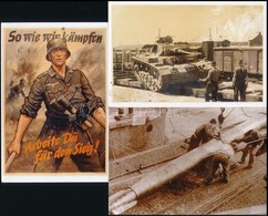 5 Db II. Világháborús Fotó és Plakát Modern Fotómásolata, Köztük Német Tank, Torpedó, 10x15 Cm - Autres & Non Classés
