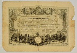 1876 Katonai Végelbocsájtó Levél, Megviselt, Szakadt állapotban - Autres & Non Classés