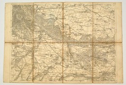 Cca 1880 Bécs és Környékének Katonai Térképe, 1:75.000, Vászonra Kasírozva, 39x57 Cm./ Cca 1880 Military Map Of Wien And - Autres & Non Classés