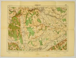 1929 Szombathely Térképe, 1:75000, M. Kir. Állami Térképészeti Intézet, 47×62 Cm - Otros & Sin Clasificación