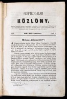 1858 Szépirodalmi Közlöny, 1858. Április 4. - Június 27. I. évfolyam Második Fele, Töredék évfolyam, 53-27.-77-51. Számo - Sin Clasificación