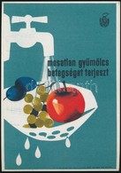 1963 'Mosatlan Gyümölcs Betegséget Terjeszt.' Egészségügyi Felvilágosító Központ, Ofszet Villamosplakát. 23x16 Cm - Autres & Non Classés