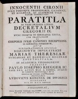 Paratitla In Tres Priores Libros Innocentii Cironii Ivris Vtrivsqve Professoris, Canonici, Et Ecclesiae, Ac Academiae To - Unclassified