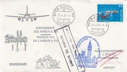 HELVETIA - COVER ERSTEINSATZ DES AIRBUS A 310 - SWISSAIR - ZÜRICH 25.4.83 TO LONDON AIRPORT   /2 - Covers & Documents