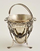 Ezüst (Ag) Cukortartó, Jelzett,  Mesterjeggyel, M:16 Cm, Nettó:295 G / Silver Basket, Hallmarked, 295 G Net. - Autres & Non Classés