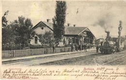 T3 Bethlen, Beclean; Vasútállomás, Gőzmozdony, Kerékpár. Kajári István Kiadása / Railway Station, Locomotive, Bicycle (r - Non Classificati