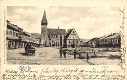 T2 Bártfa, Bardejov, Bardiov; Fő Tér, építkezés, üzletek, Templom. Salgó Mór Kiadása / Main Square, Construction, Shops, - Non Classés