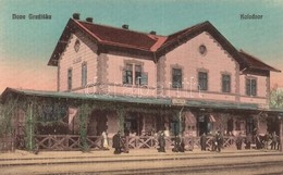 * T2/T3 Újgradiska, Nova Gradiska; Vasútállomás / Kolodvor, Naklada Knjizare M. Bauer / Railway Station (ragasztónyom /  - Non Classificati