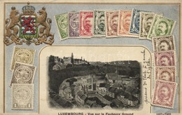 * T2/T3 Luxembourg, Vue Sur Le Faubourg Ground; H. Guggenheim & Co. / Castle View, Set Of Stamps Emb. Litho - Non Classés